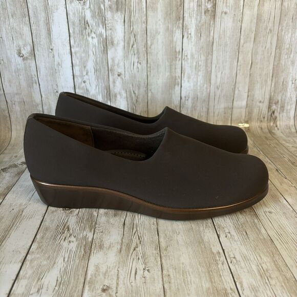 SAS BLISS Slip-On Wedge Shoes Brown Stretch Loafer Tripad Comfort USA Size 10 M - Picture 1 of 9
